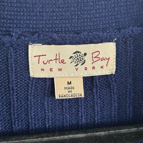 Turtle Bay Sz Medium Ribbed Navy Blue Button Front Vest Unisex - Picture 5 of 14